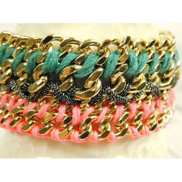 Victorias secret VS ribbon angel wing bracelet pink teal gold htf vintage y2k - Picture 2 of 7